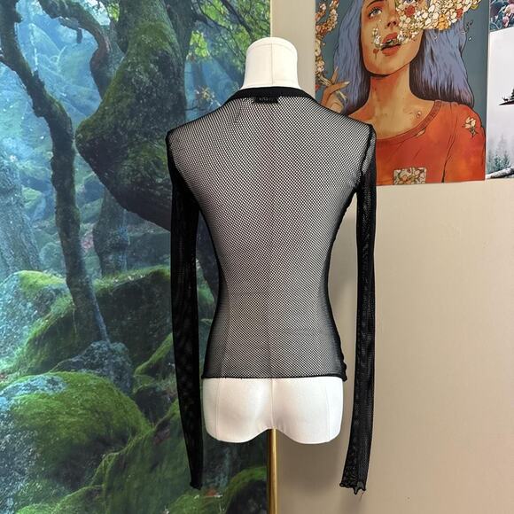 out from under sheer black mesh long sleeve top y2k rave goth - Picture 5 of 7